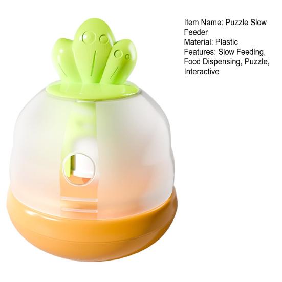 Interactive Puzzle Food Dispensing Toy Carrot Design Tumbler Pet Slow Feeder for Medium Small Dogs Cats IQ Training Brain Stimulation