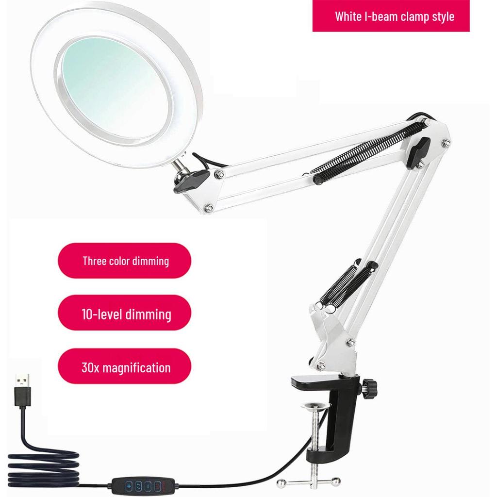 LED Magnifying Desk Lamp for Welding, Tattooing, Nail Care, and Eye Protection