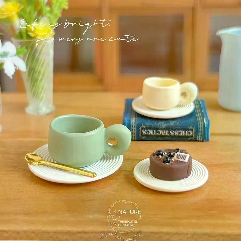 3Pcs Dollhouse Simulation Water Cup Toy Miniature Accessories Alloy Coffee Drink Cup Model Doll House Diy Decoration
