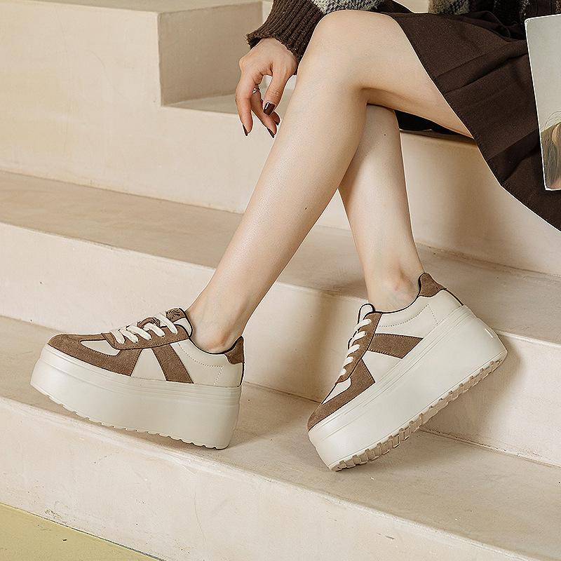 Platform Women's Shoes Spring and Autumn 2025 New Casual Muffin Shoes Heightening Color Matching German Training Shoes Fashion White Shoes Women's T