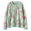 Lazy Wind Loose And Thin Towel Embroidered Sweater Jacket For Women'S Autumn And Winter New Flower Round Neck Knitted Thickened Cardigan For Women