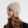 Casual Soft Snowflake Knitted Hat Thickened Keep Warm Winter Plain Hats Windproof Ear Protection Hat Unisex