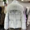 Winter new waist fox big fur collar down jacket women loose warm small thickened coat