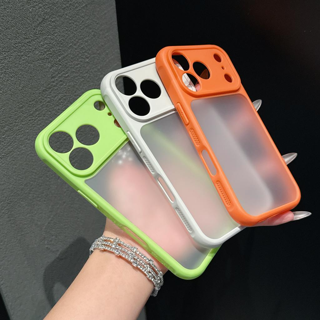 Luxury Orange Shield Transparent Phone Case for IPhone 17 Air 16 15 14 Plus 13 12 11 17 Pro Max Lens Protection Shockproof Cover