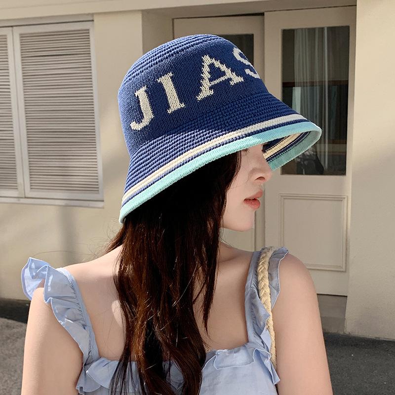 New Summer Hat for Women Knitted Fisherman Hat Sun Protection Sun Hat Summer Breathable Face showing Hat