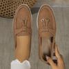Women's Suede Flat Sole Large Size Low Top Single Shoes Women's Soft Sole Lightweight Solid Overfoot Shoes