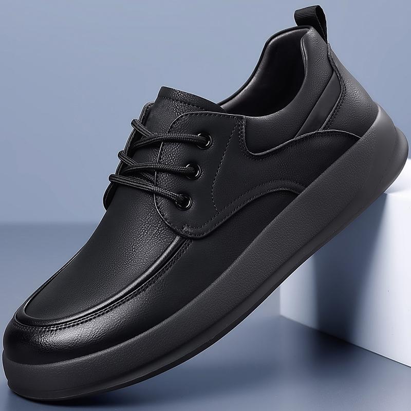 Men's High Quality Casual Leather Shoes with Breathable Lining, Soft Foam Outsole, Non-Slip Comfortable for Outdoor Travel Work