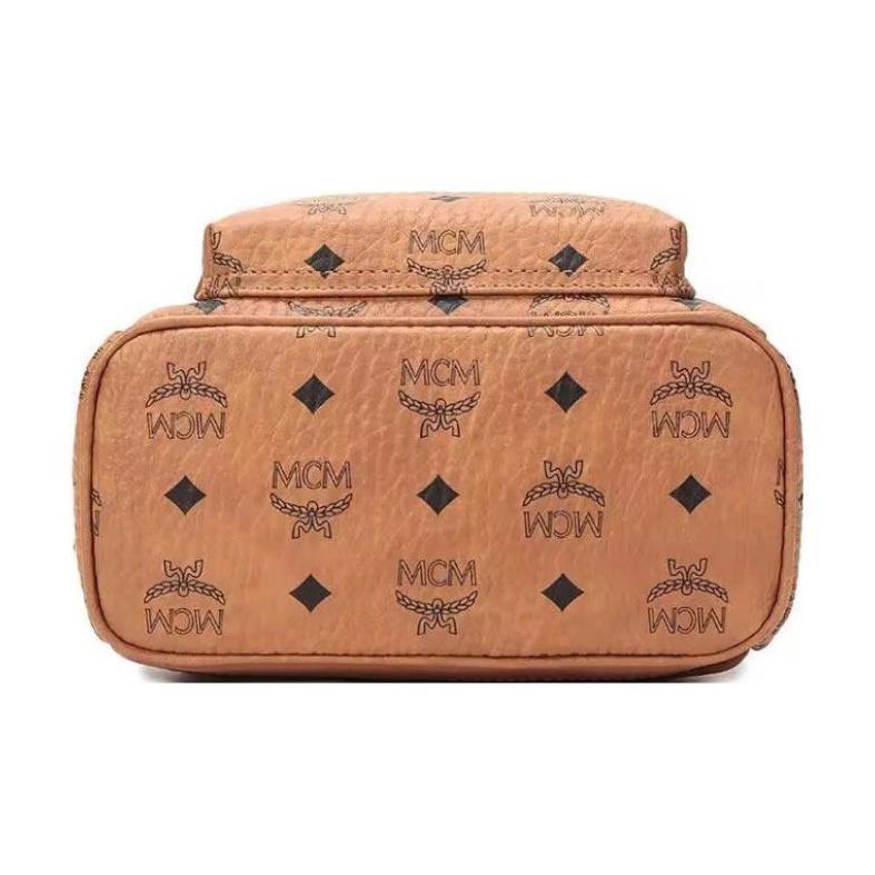 MCM Stark Side Studs Mini Backpack Cognac Visetos Monogram with Studded Straps for Daily & Travel Use