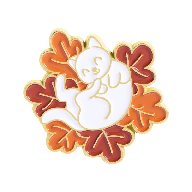Thanksgiving Tiere Emaille Anstecknadeln Herbst Katze Fuchs Krähe Anstecknadeln Reversabzeichen Cartoon Blätter Schmuck Geschenk für Kinder Freunde
