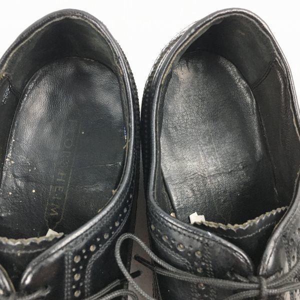 80s USA Made Vintage FLORSHEIM Full Brogue Wingtip Shoes Black Size 9D/26.5-27.0 Men's(USED)