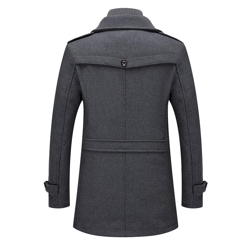 Men's Double Collar Wool Coat Fashion Handsome Autumn Winter Business Style High Quality Middle-aged Men's Fashion Woolen Coat