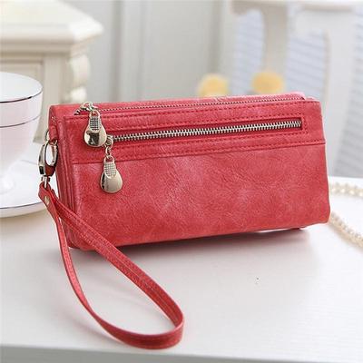 Portefeuilles de mode pour femmes portefeuille en cuir poli mat Double fermeture éclair jour pochette sac à main bracelet sacs à main