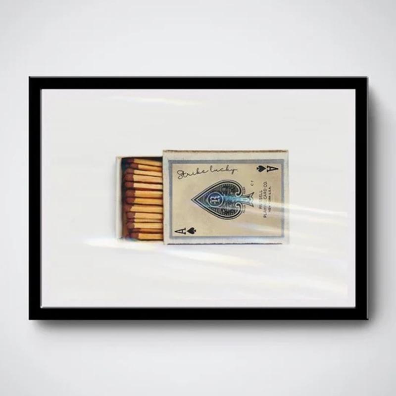 Strike Lucky Ace of Spades Retro Matchbox Print | Canvas Wall Art, Bar Cart Art, Gift Idea, Anniversary Gift, Unique Vintage, 21X30CMNo Framed