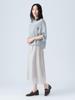Beams Heart Stripe Blouse with Voluminous One Size Women's S/S Sleeves,