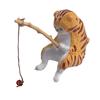 Fisherman Figurine Cat Sitting Fishing Little Cat Ornament Cute Cat Landscaping Decor Home Car Interior Decoration