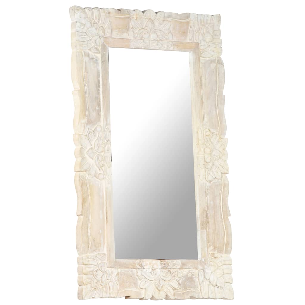 Bianco Specchio 80x50 cm Legno di Mango Massiccio