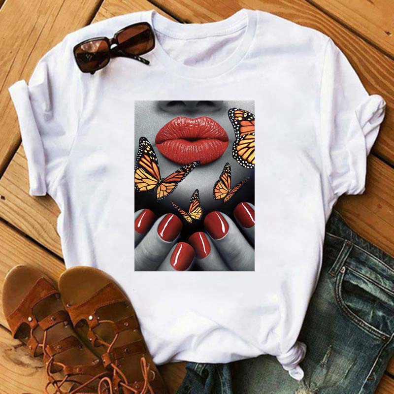 New Sexy Lips Unisex Tshirt Fashion Graphic Printed Tshirt Harajuku  Ulzzang Rose Diamond Snake Lips Casual Tops Tee