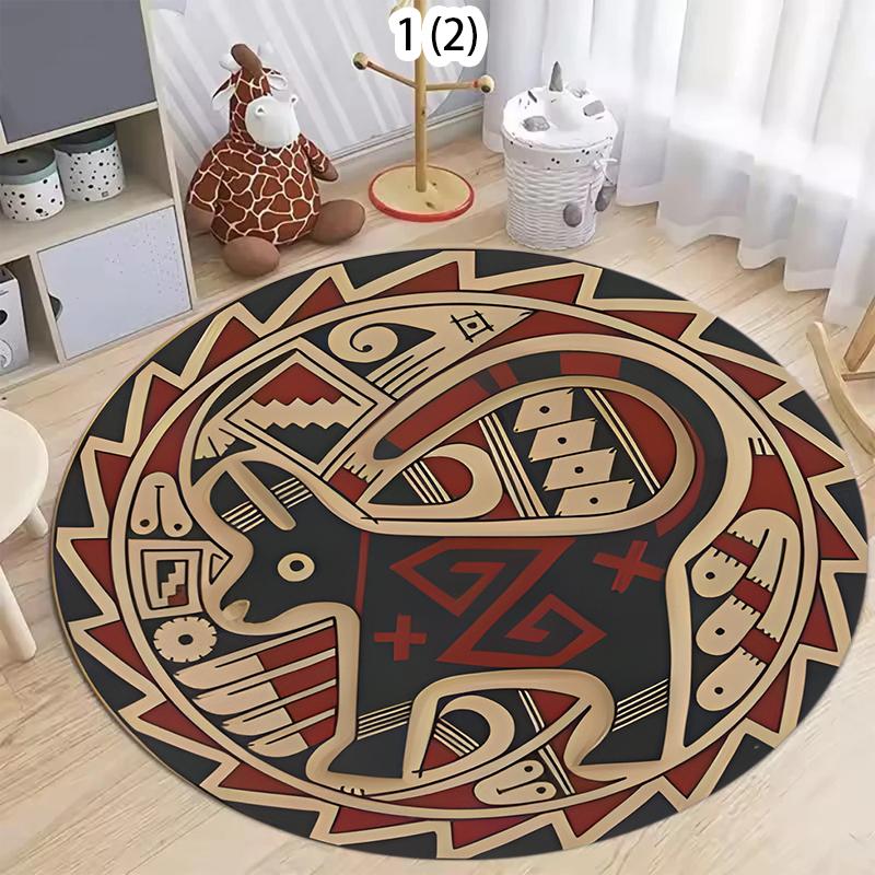 2D Chinese Tai Chi Naturalize Yin and Yang Round Carpet Rug for Living Room Bedroom Child Decor,Pet Area Rug Non-slip Floor Mat