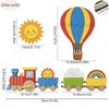 Cute Cartoon Train & Rainbow Wall Decor, Wooden Hanging Art for Kids Room