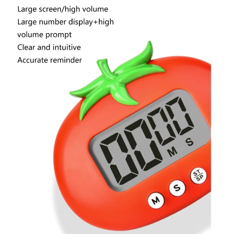 Digital Kitchen Timer with Magnetic Attachment Large Display Timer Tomato Shaped Timer for Cooking Exercise and Study