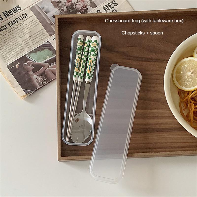 

Набор столовых приборов из нержавеющей стали, палочки для еды, ложка, вилка, набор из трех предметов, домашний, портативный, многоцелевой, утолщенный, прочный, Sztućce, набор ложек