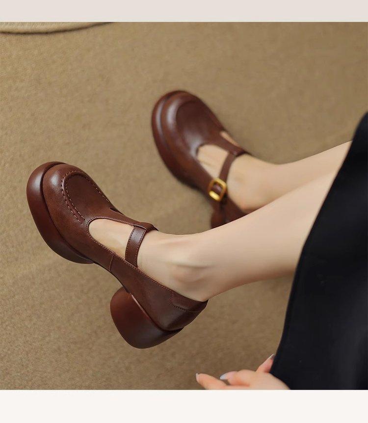 

Туфли на высоком каблуке с мягкой подошвой, женские туфли с толстой подошвой, женские весенние и осенние туфли-стринги, туфли Мэри Джейн с подошвой-буф 39