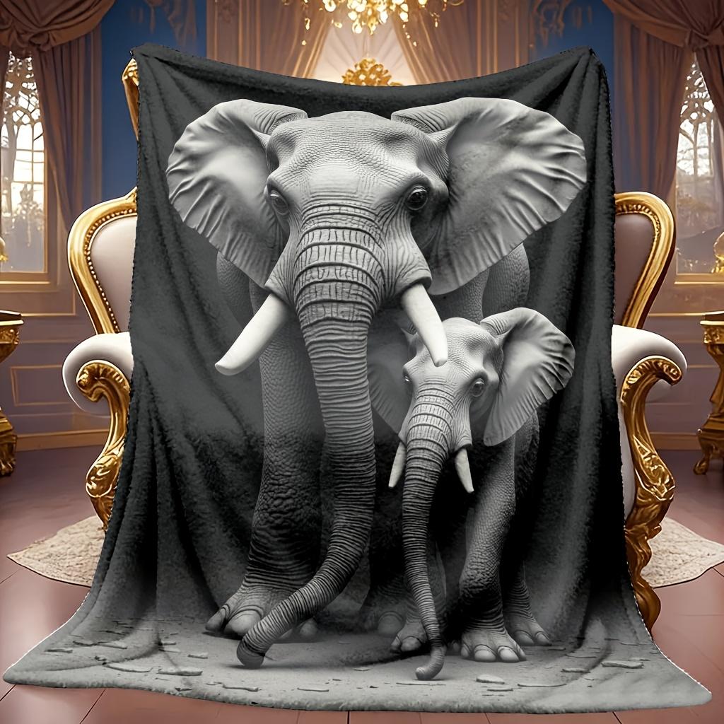 Elephant Theme Blanket Soft High-Definition Digital Print Cooling Blanket All-Season Family and Friends Gift Perfect Gift Soft Breathable 100% Polyest