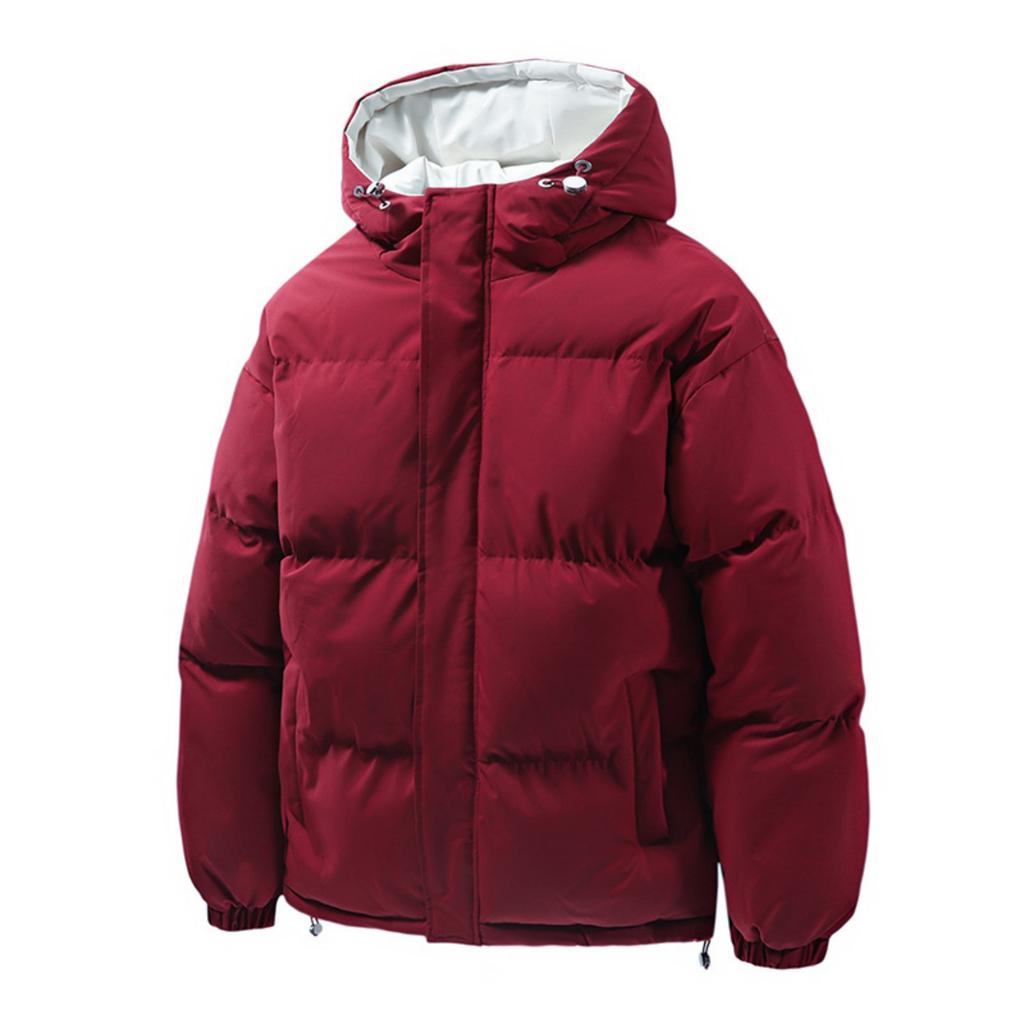 Men's And Women's Solid-color Casual Down Cotton-padded Jackets, Men's Bread Jackets With Fleece And Thickened Hooded Jackets