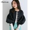 Korean Ulzzang Autumn Winter Women Sweater Blue Pink Black Apricot Knitting Cardigan Knitted Lantern Sleeve Stylish Outerwear