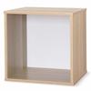 Color Box, Cube Box, 1 Tier, Color Cubic Accent Box, Reversible Back Panel, 2-Way, ACQB-35, Natural/White/Blue