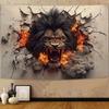 Vibrant Flame Lion Peach Light Beige Tapestry Wall Hanging  Durable Peach Light Beige Fabric Lightweight  Easy To Hang