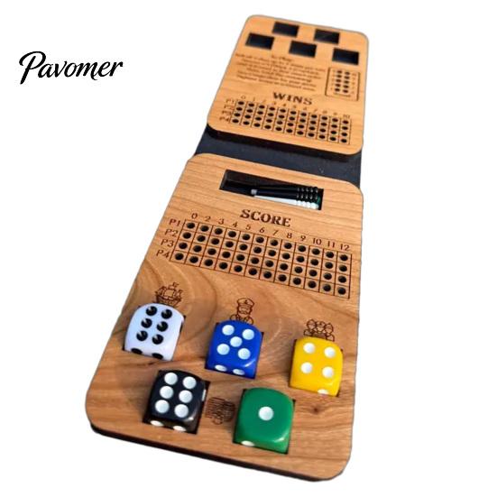 Massivholz-Punktetafel Captain Crew Würfelspiel, Faltbares Tischspiel-Set, 4er-Set Spieler Holz für Reise Familienabend Partys