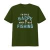 I M Only Happy When Fishing T Shirt Funny Fathers Day Outdoor Hobby  Vintage Washed Breathable Top For Everyday Wear Stretched