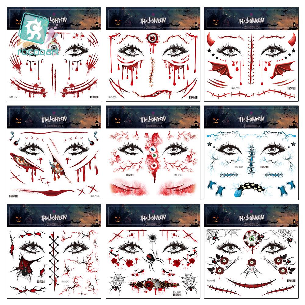 Realistic Halloween Scar Face Tattoo Stickers - Waterproof Makeup Terror Stickers