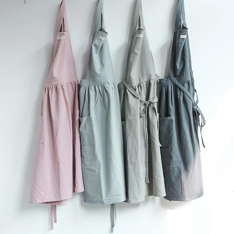 Cotton and Linen Sleeveless Apron Kitchen Cooking Cloth Adult Cute Pinafore Anti-fouling Aprons Kitchen Sarong