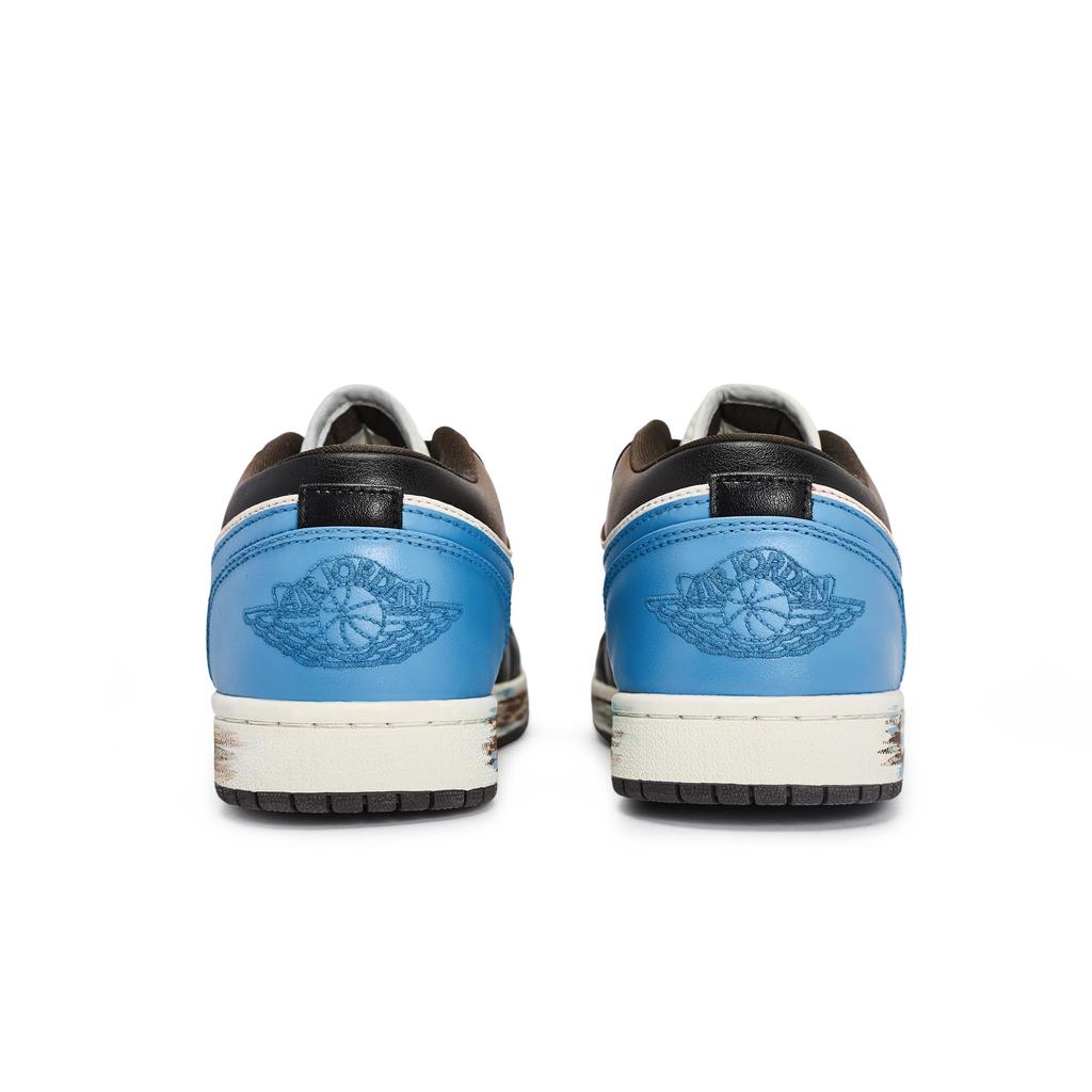Jordan Air Jordan 1 Walking Planet, Brown Blue Fragmented Shadows Low top Vintage Basketball Shoes Women's DC0774-200(Team1492-)