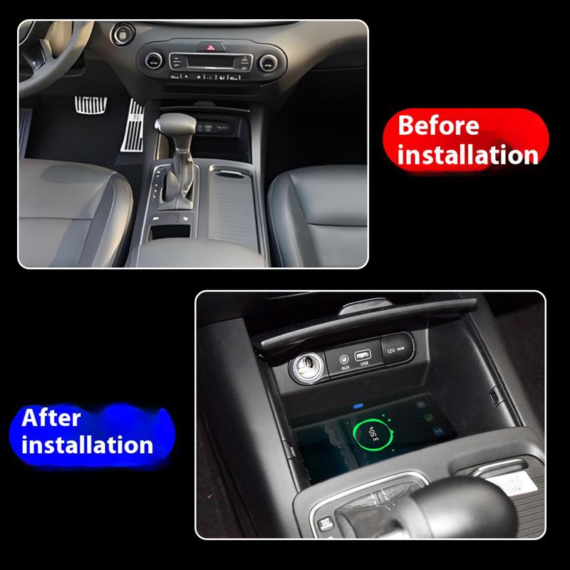 2 Din for KIA Sorento 2015-2018 Car Wireless Mobile Phone Charger Center Console Storage 18W Iphone Fast Charge Plate Holder