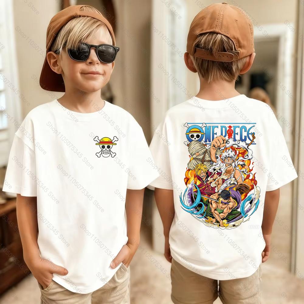 One Piece Japanese Anime Printed Mens TShirt Roronoa Zoro Boy Childrens Harajuku Short Sleeve Kids Luffy Tshirt Clothing