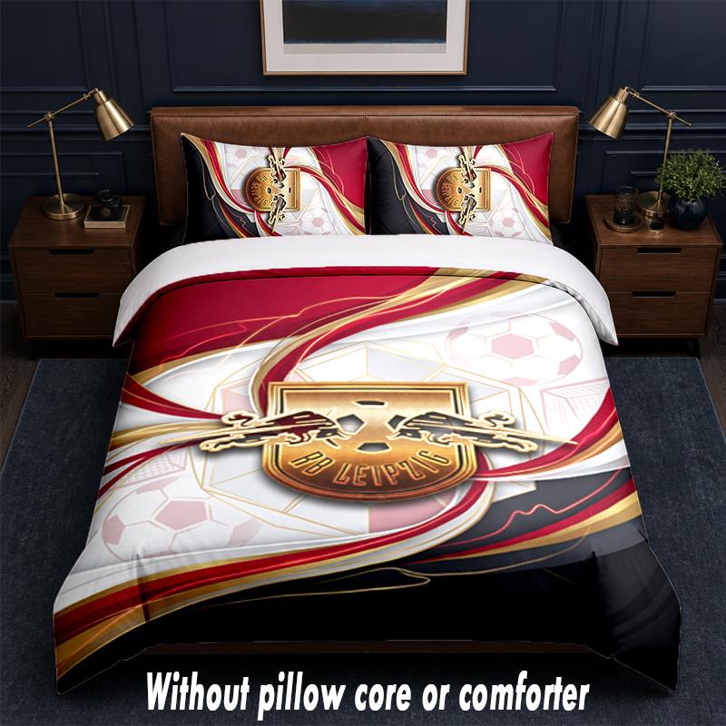 RB Leipzig Football Design Bed Bedding Set 1 Duvet Cover + 2 Pillowcases Soft Breathable Household Bed Linens