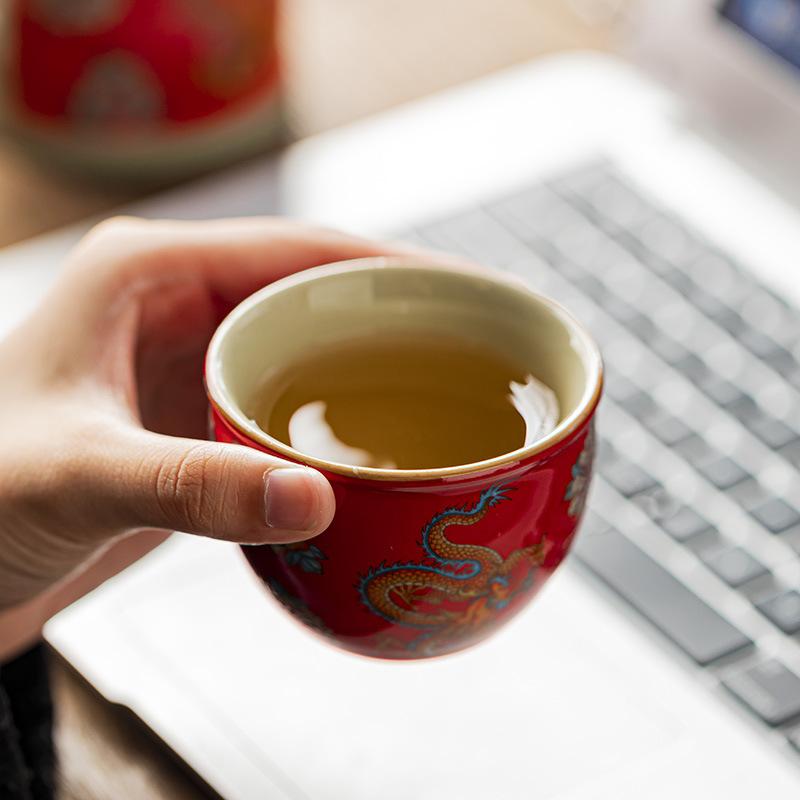 Ru Kiln Large Flower Ceramic Mug Large Capacity Small Warm Pot Home with Cover Chinese Retro Office Water Cup Tea Cup Teapot Gif