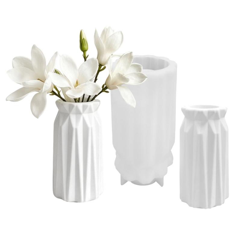 Repeat-Use Epoxy Casting Form for Flower Vessel Shape, Soft Body with Faceted Wall Lines and Rounded Opening for DIY Craft Use and Home Use