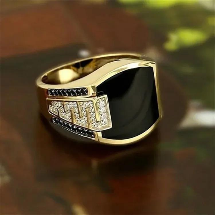 Metal Glossy Rings for Men Geometric Width Signet Square Finger Punk Style Fashion Ring Jewelry Accessories