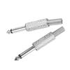 2Pcs Audio Adapter Male Coupler Joiner Guitar Earphone Straight Jack Plug In Connector 6.35mmSingle