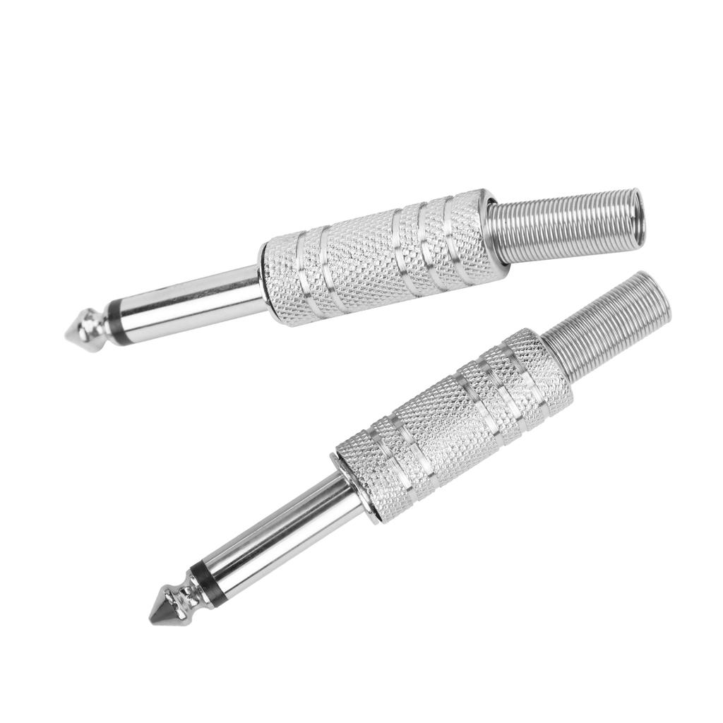 2Pcs Audio Adapter Male Coupler Joiner Guitar Earphone Straight Jack Plug In Connector 6.35mmSingle