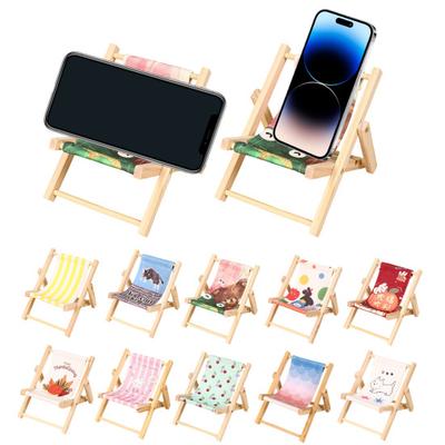 Stojan na telefon Masivní dřevo Plátěná konstrukce Design mini lehátka Nastavitelný držák telefonu s více úhly Stolní ozdoba
