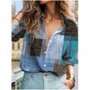 Spring Summer New Women Shirt 3D Grid Fashion Print For Women Loose Long Sleeved Blouse Casual Style Women's Shirt Tops