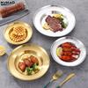 Masă Rotundă de Bucătărie Bar Veselă Placă pentru Tort Fructe Gustări Salată Accesorii Bucătărie Placă din Oțel Inoxidabil Placă pentru Camping Picnic
