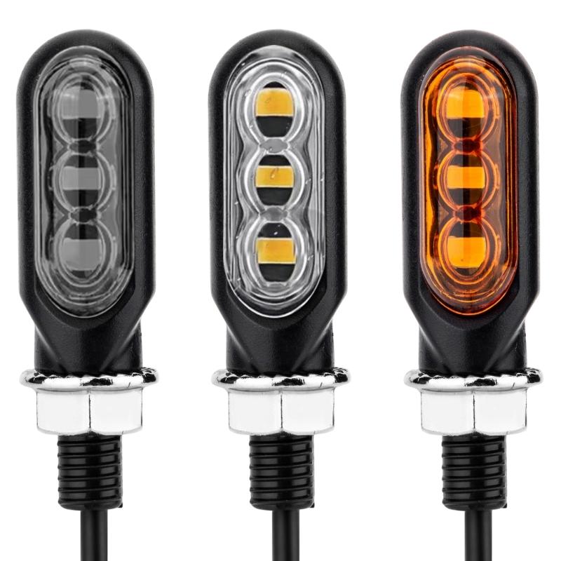 Dynamic Flow Design Motorcycle Turn Signals Compact High Brightness LED Weatherproof Strong Construction for Riding