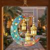 Gold-Tone Moon Hanging Ornament with Lanterns Vibrant Suncatcher