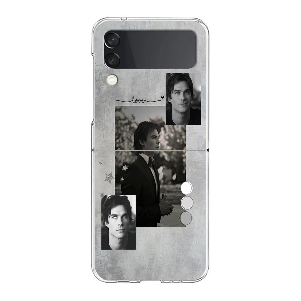 

Phone Case For Samsung Galaxy Z Flip 3 4 5 Hard Folding Clear PC Bumper The Vampire Diaries Damon For Samsung Z Flip 6 Cover Samsung Z Flip 3